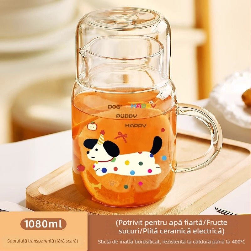 Set de pahare din sticlă pentru apă rece pentru o persoană — sticlă borosilicată, rezistentă la spargere, rezistentă la temperaturi mari, capacitate mare