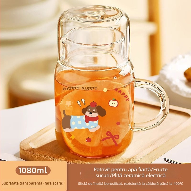 Set de pahare din sticlă pentru apă rece pentru o persoană — sticlă borosilicată, rezistentă la spargere, rezistentă la temperaturi mari, capacitate mare