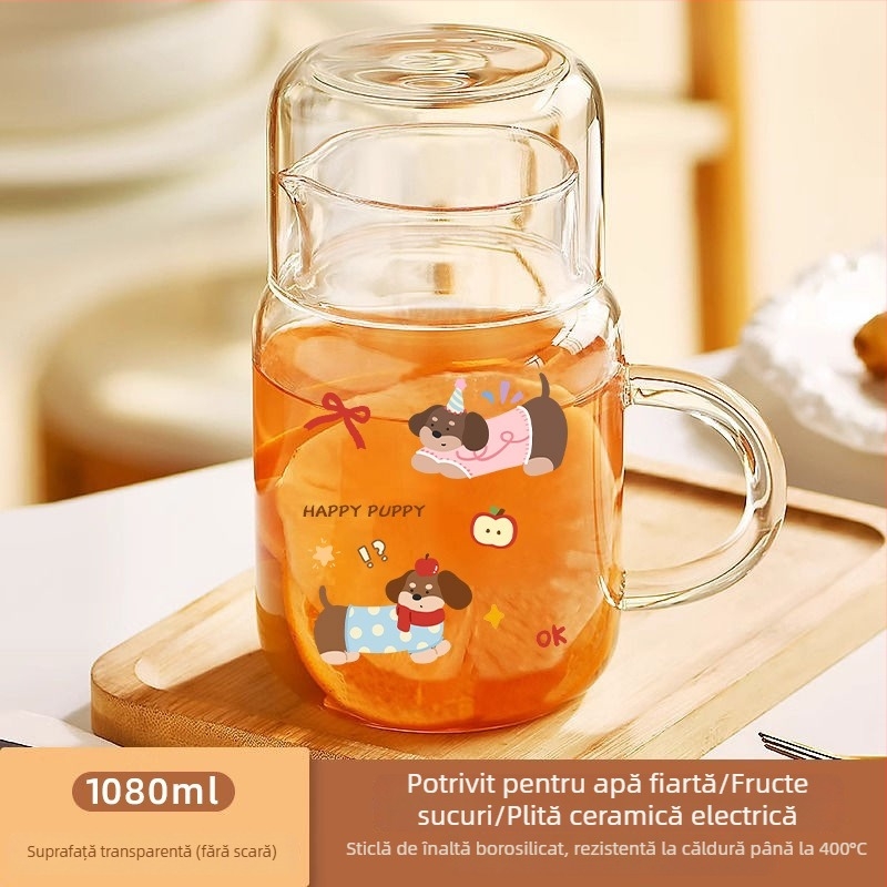 Set de pahare din sticlă pentru apă rece pentru o persoană — sticlă borosilicată, rezistentă la spargere, rezistentă la temperaturi mari, capacitate mare