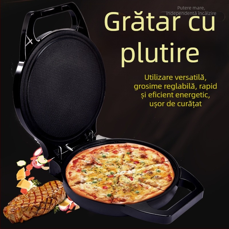 Tigaie electrică pentru clătite, încălzire dublă, diametru 28–32 cm, putere 1200–1500 W, control cu buton