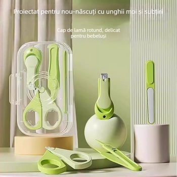 Set unghii pentru bebeluți – oțel inoxidabil, deschidere înclinată, forceps pentru șanțul unghiei, sigur pentru copii, marcă Friendly