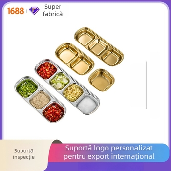 Farfurie pentru sosuri din oțel inoxidabil 304, rotundă, suprafață electroplacată, design monocrom, stil nou chinezesc