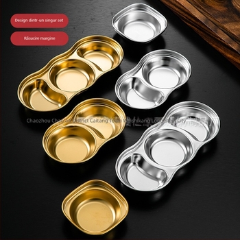 Farfurie pentru sosuri din oțel inoxidabil 304, rotundă, suprafață electroplacată, design monocrom, stil nou chinezesc