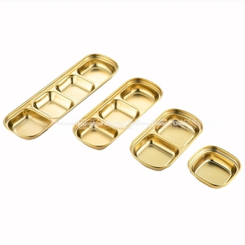 Farfurie pentru sosuri din oțel inoxidabil 304, rotundă, suprafață electroplacată, design monocrom, stil nou chinezesc