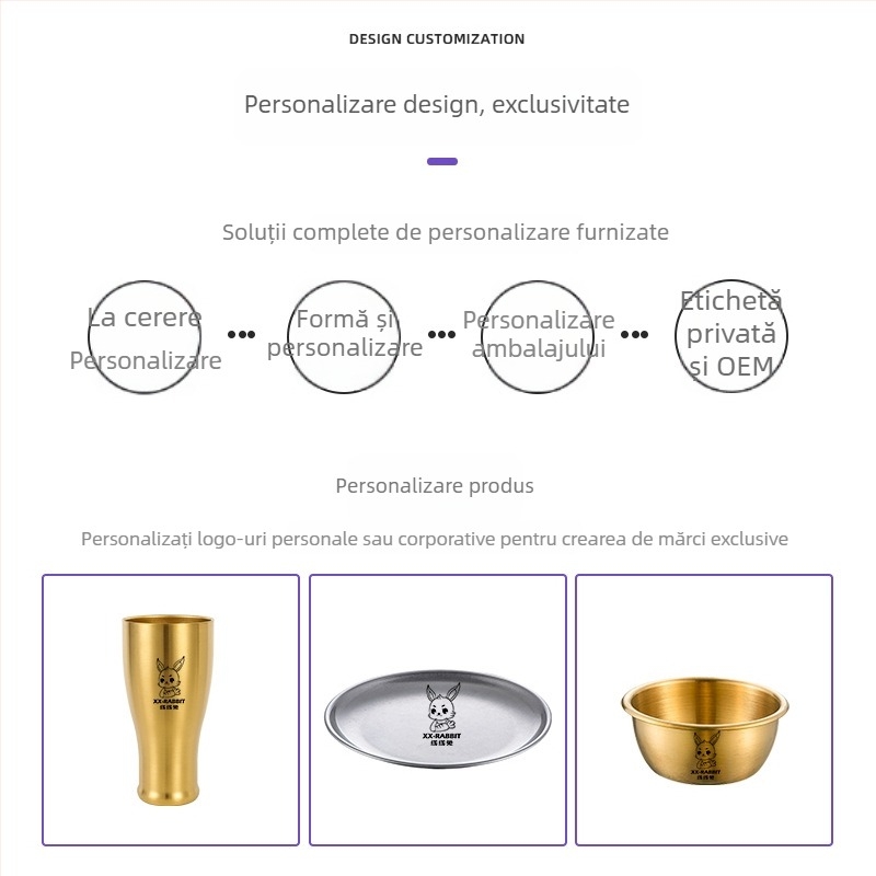 Farfurie pentru sosuri din oțel inoxidabil 304, rotundă, suprafață electroplacată, design monocrom, stil nou chinezesc
