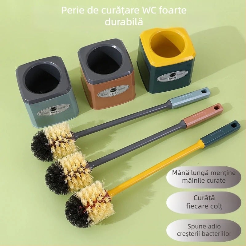 Set de periute pentru toaletă cu bază de drenaj, mâner lung, fără colțuri moarte (Material: Plastic; Brand: Unique)