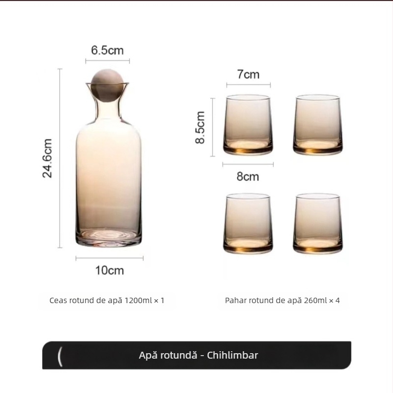 Set de pahare din sticlă și cană de suc pentru uz casnic, stil lux lejer, sticlă rezistentă la temperaturi înalte, mare capacitate