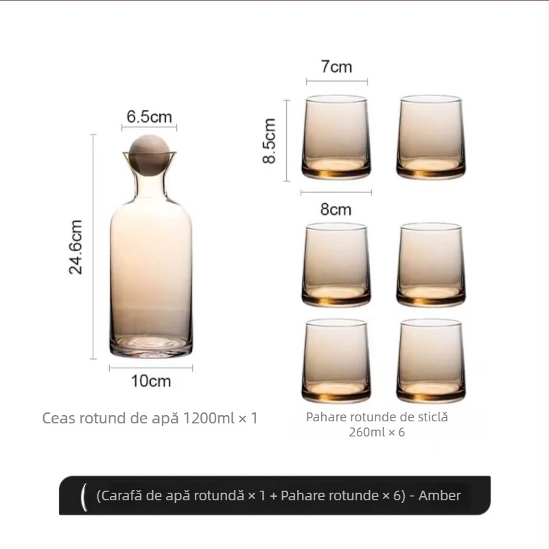 Set de pahare din sticlă și cană de suc pentru uz casnic, stil lux lejer, sticlă rezistentă la temperaturi înalte, mare capacitate