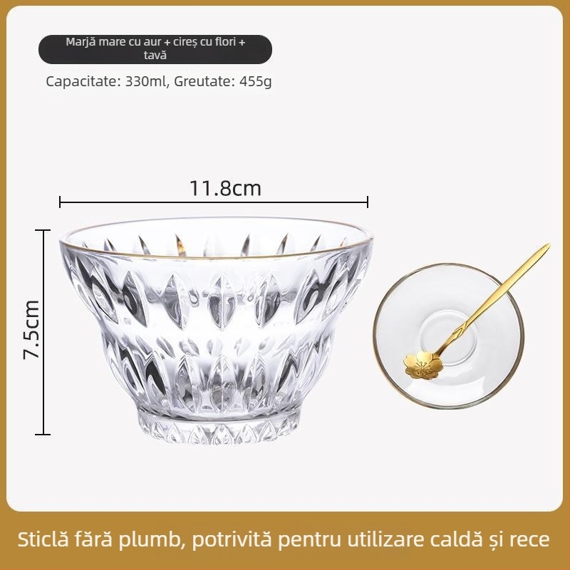 Set de boluri de desert din sticlă termorezistentă, rotunde, stil simplu, calitate de primă clasă