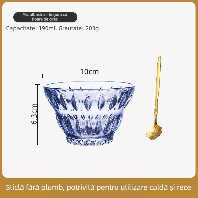 Set de boluri de desert din sticlă termorezistentă, rotunde, stil simplu, calitate de primă clasă