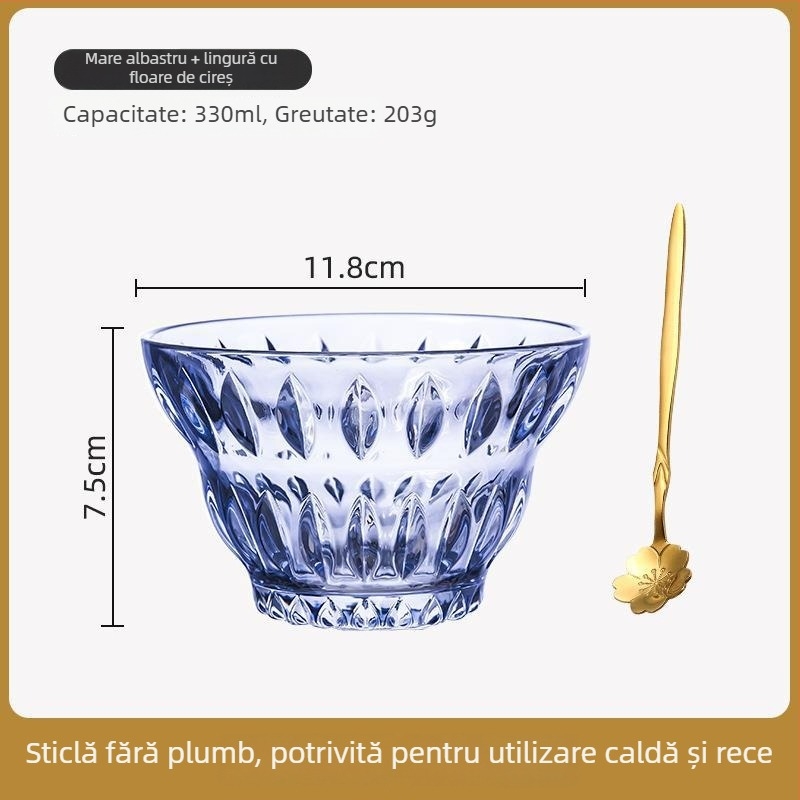 Set de boluri de desert din sticlă termorezistentă, rotunde, stil simplu, calitate de primă clasă