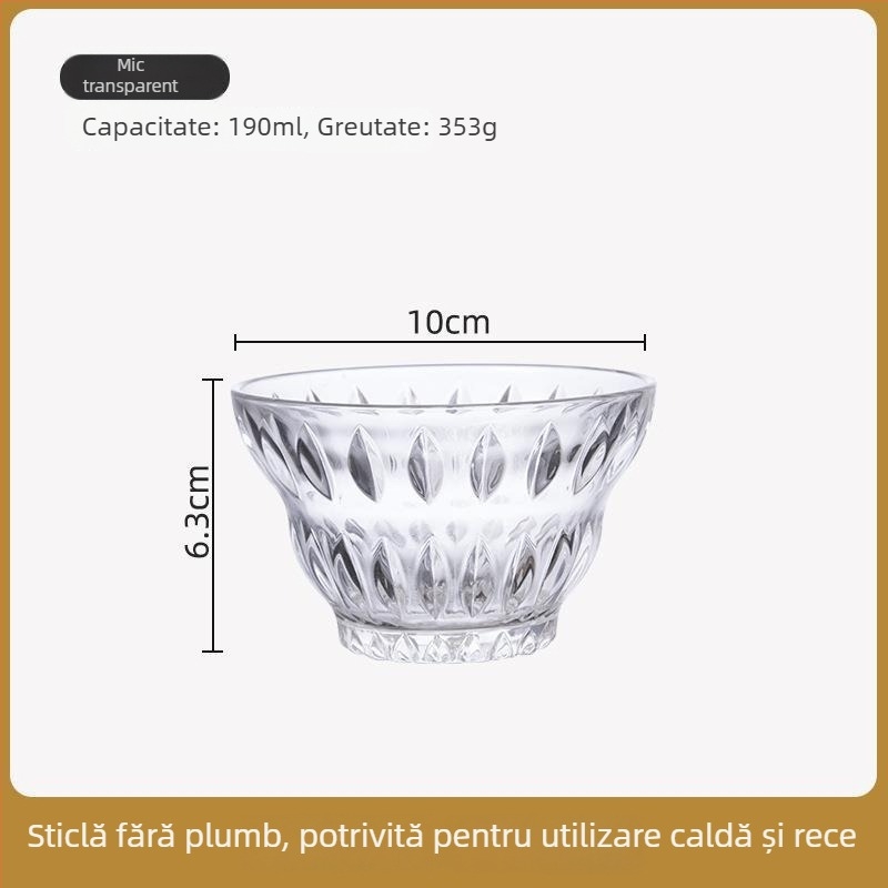 Set de boluri de desert din sticlă termorezistentă, rotunde, stil simplu, calitate de primă clasă