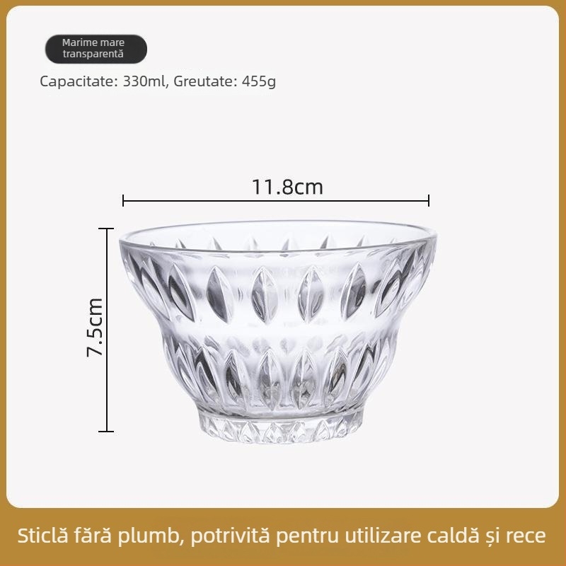 Set de boluri de desert din sticlă termorezistentă, rotunde, stil simplu, calitate de primă clasă