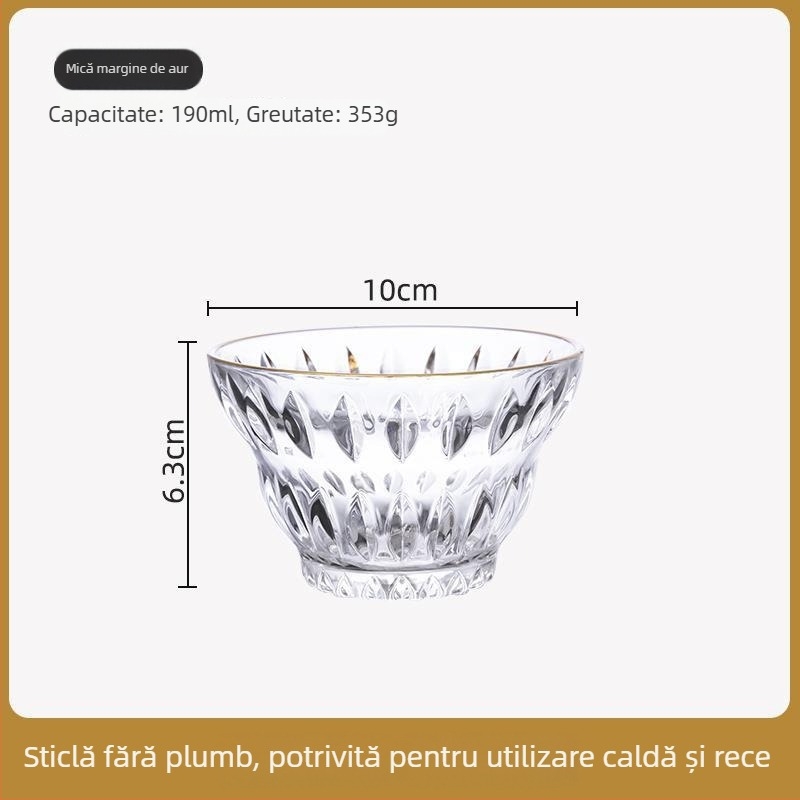 Set de boluri de desert din sticlă termorezistentă, rotunde, stil simplu, calitate de primă clasă