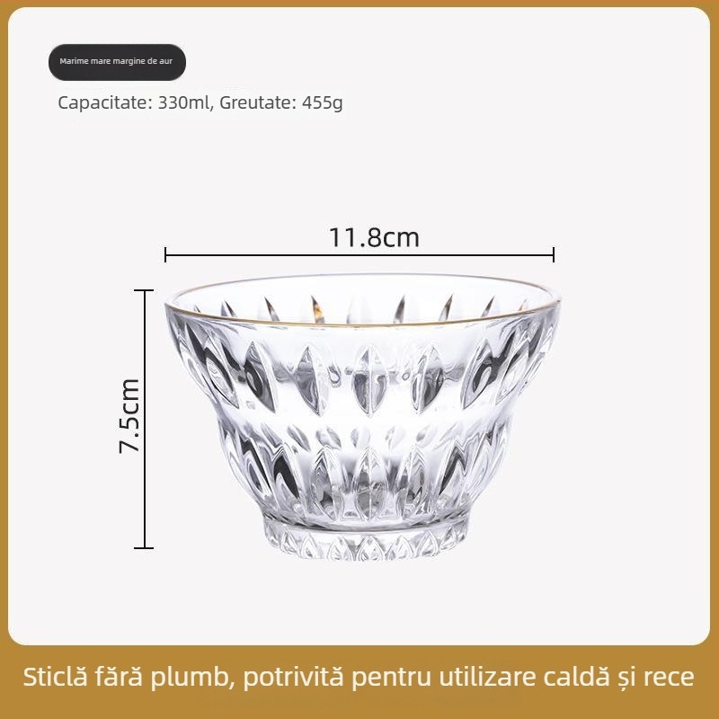 Set de boluri de desert din sticlă termorezistentă, rotunde, stil simplu, calitate de primă clasă