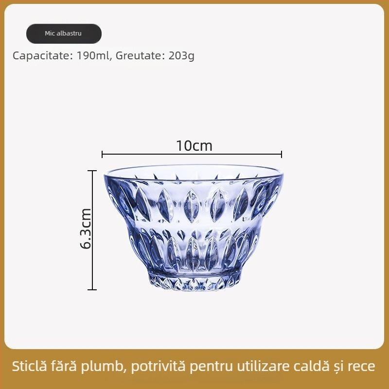 Set de boluri de desert din sticlă termorezistentă, rotunde, stil simplu, calitate de primă clasă