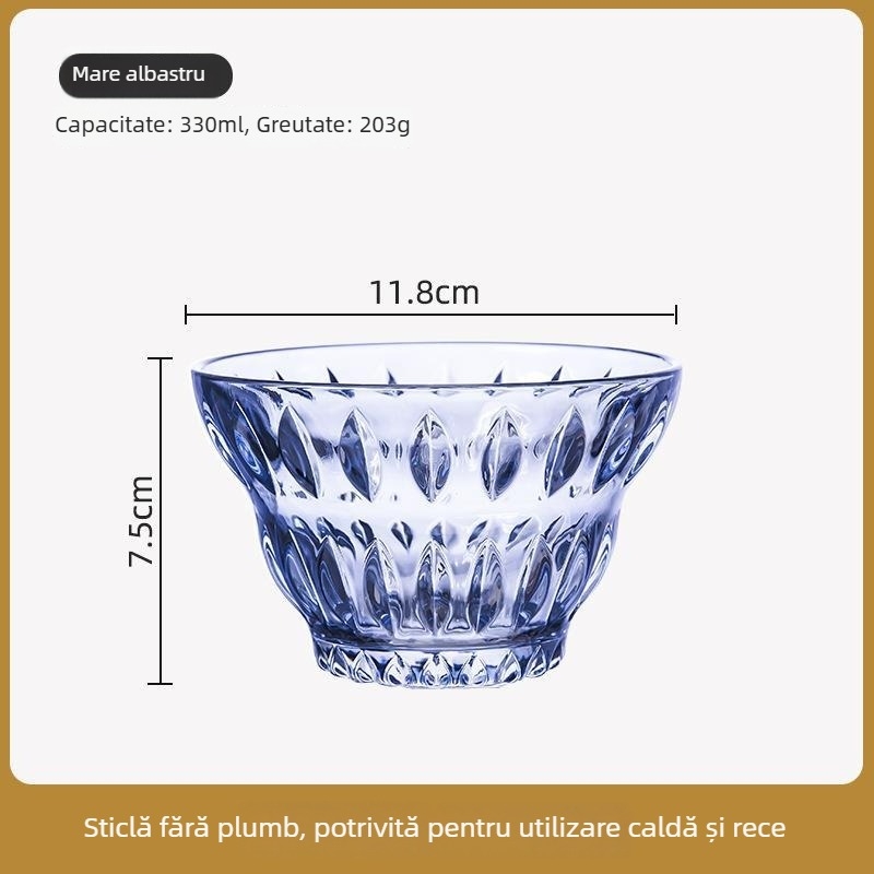 Set de boluri de desert din sticlă termorezistentă, rotunde, stil simplu, calitate de primă clasă