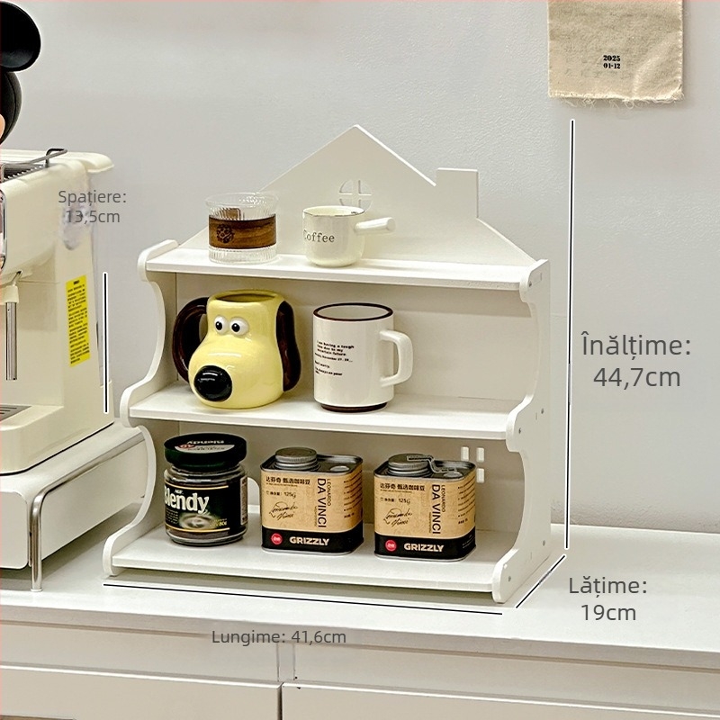 Raft de depozitare în colț pentru birou, cu suport pentru pahare și dulap pentru masă, model H1259