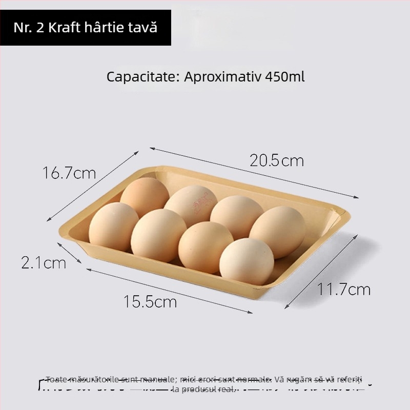 Farfurii de unică folosință din Kraft, dreptunghiulare, capacitate 500, cutie 20 de bucăți, biodegradabile