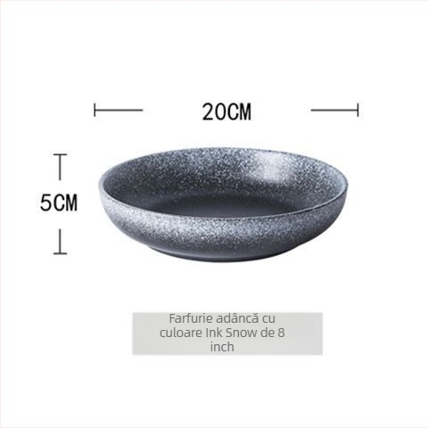 Veselă de porțelan în stil japonez – formă ovală, finisaj pulverizat, model solid