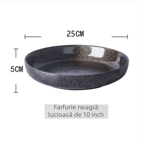 Veselă de porțelan în stil japonez – formă ovală, finisaj pulverizat, model solid