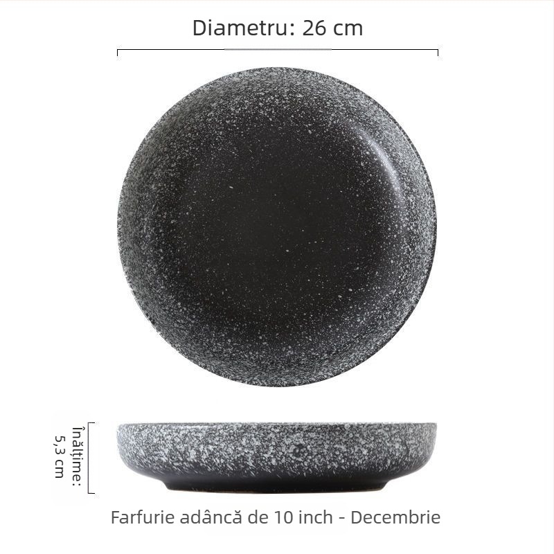 Veselă de porțelan în stil japonez – formă ovală, finisaj pulverizat, model solid