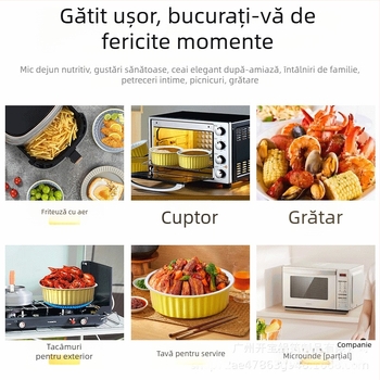 Cutie de prânz din folie de aluminiu, circulară, de unică folosință, cu capac, capacitate mare, rezistență la temperaturi înalte.