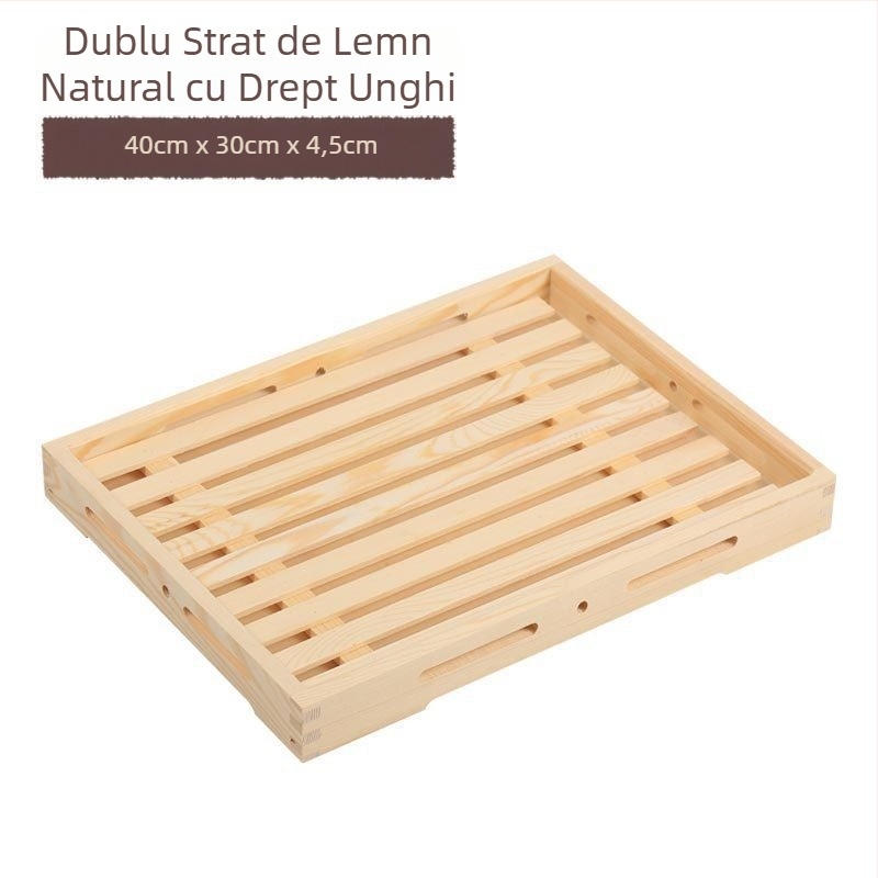 Tavă din lemn pentru expunere, pătrată, suprafață desenată manual, logo personalizabil