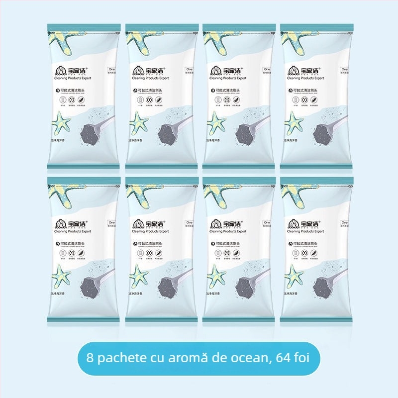 Set perie toaletă, de unică folosire, mâner lung, montaj pe perete, din plastic ușor