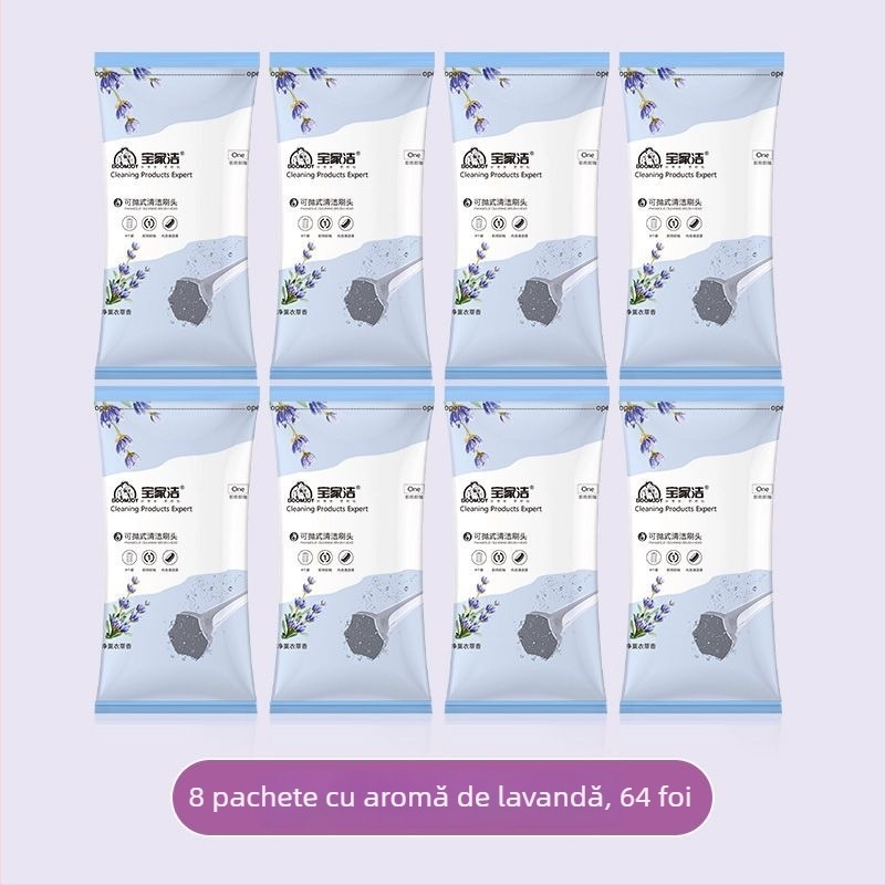 Set perie toaletă, de unică folosire, mâner lung, montaj pe perete, din plastic ușor