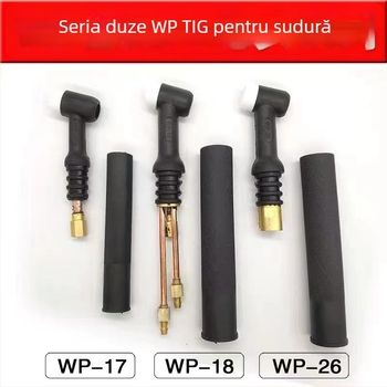 Accesorii pentru sudură cu arc argon: duză 17, tijă lungă a arcului, capac de presiune WP-18 lung, suport de vârfuri wolfram 26, duză ceramică