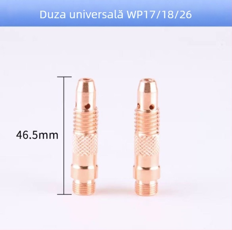 Accesorii pentru sudură cu arc argon: duză 17, tijă lungă a arcului, capac de presiune WP-18 lung, suport de vârfuri wolfram 26, duză ceramică