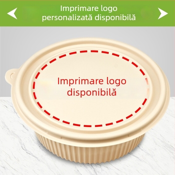 Cutie de prânz biodegradabilă din amidon de porumb, rotundă, capacitate 450 ml, cu capac întărit