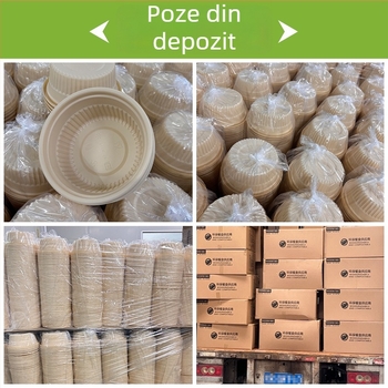 Cutie de prânz biodegradabilă din amidon de porumb, rotundă, capacitate 450 ml, cu capac întărit