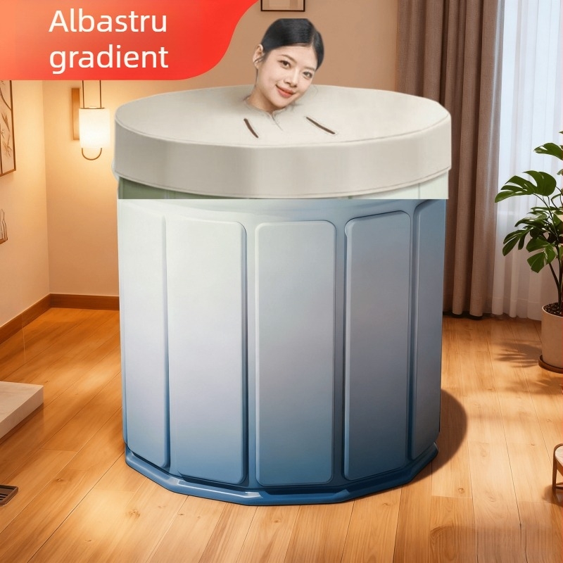 Vas de baie pliabil pentru adulți – portabilă, cadă de întreg corpul, fără capac; materiale: pânză impermeabilă, Pearl Cotton, placă compozită, PVC