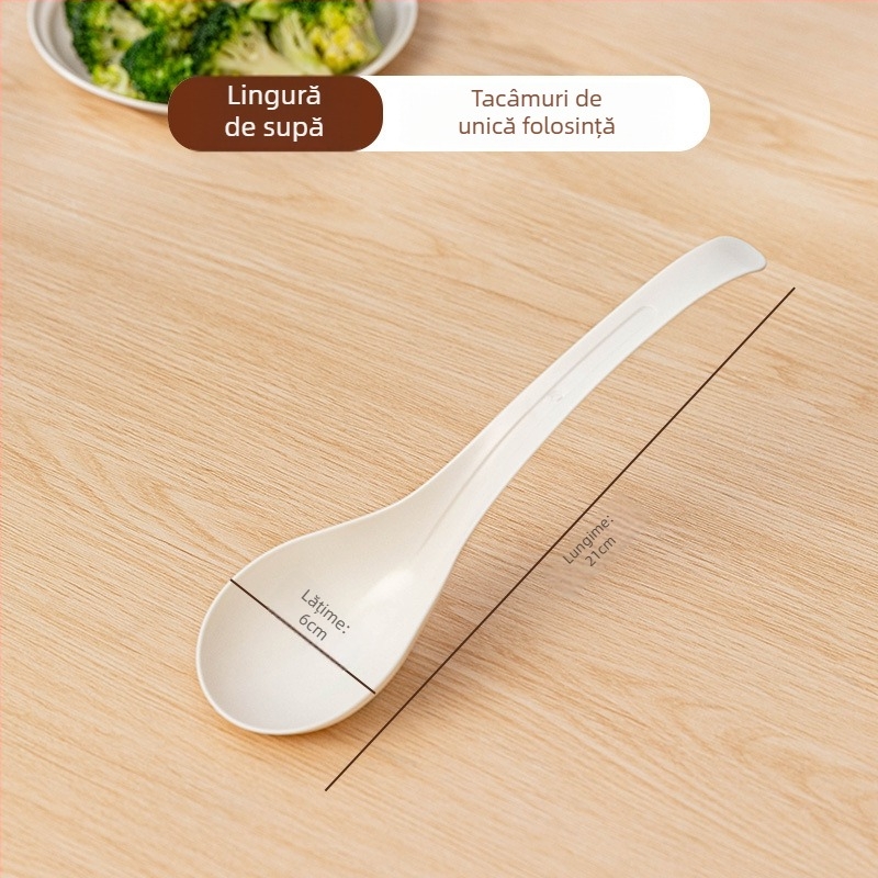 Cutie de tacâmuri de unică folosință din amidon de porumb, alimentară, portabilă și sigilată, formă rotundă; Material: amidon de porumb; Biodegradabil: Da; Cantitate: 1; Capacitate: 1