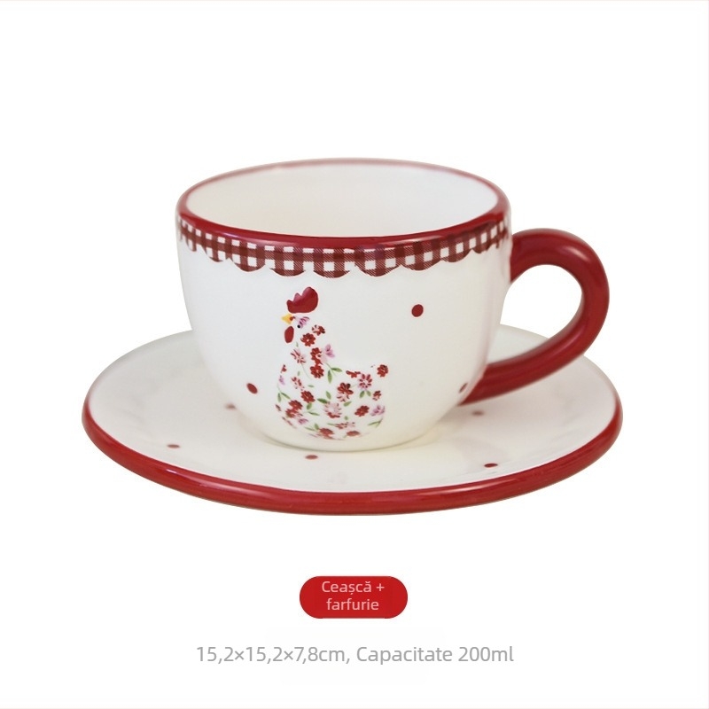 Set ceramic de masă: cești de cafea, boluri și farfurii, borcan sigilat; stil INS simplu; lucrat manual; personalizare disponibilă.