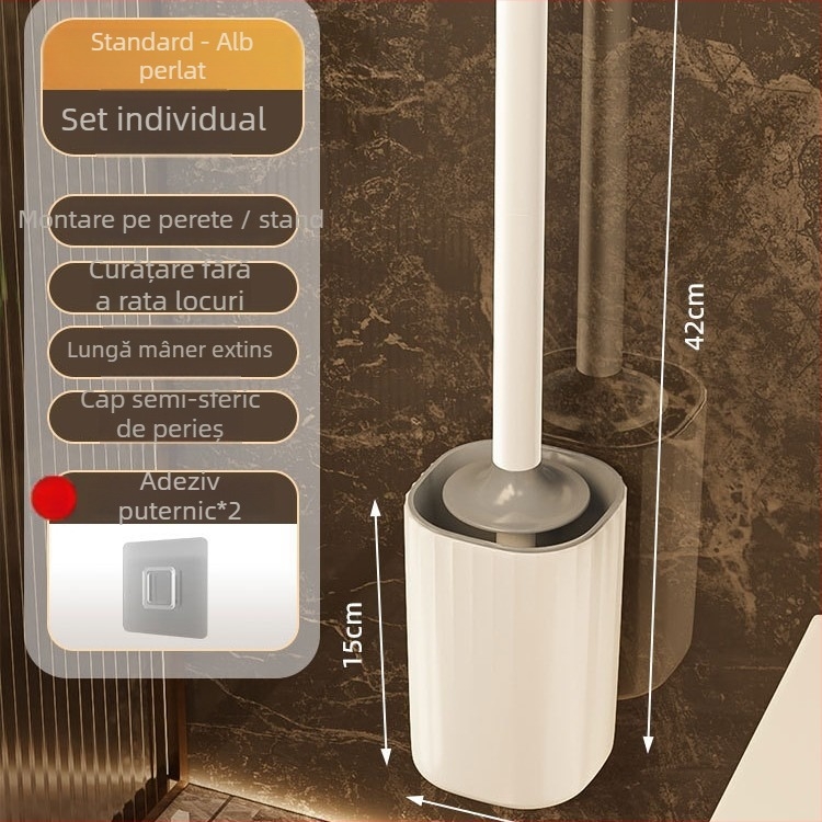 Perie de toaletă cu montaj pe perete, mâner lung, corp din plastic, greutate 0,39 kg, 1 bucată