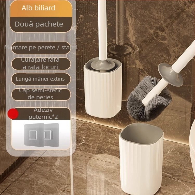 Perie de toaletă cu montaj pe perete, mâner lung, corp din plastic, greutate 0,39 kg, 1 bucată