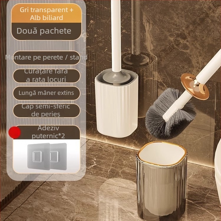 Perie de toaletă cu montaj pe perete, mâner lung, corp din plastic, greutate 0,39 kg, 1 bucată