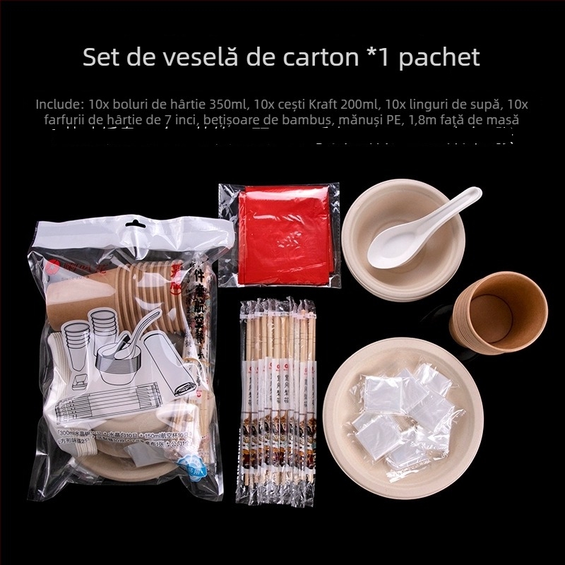 Bol de unică folosință din plastic pentru desert și supă, rotund, capacitate 300–400 ml, transparent, stil modern minimalist