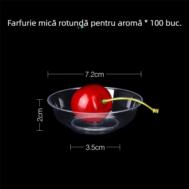Bol de unică folosință din plastic pentru desert și supă, rotund, capacitate 300–400 ml, transparent, stil modern minimalist