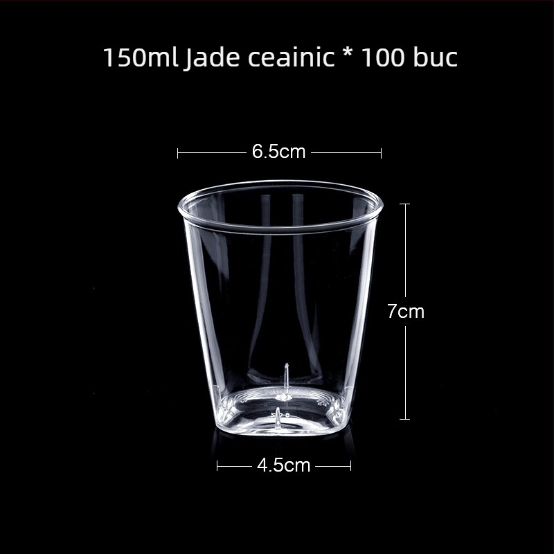 Bol de unică folosință din plastic pentru desert și supă, rotund, capacitate 300–400 ml, transparent, stil modern minimalist