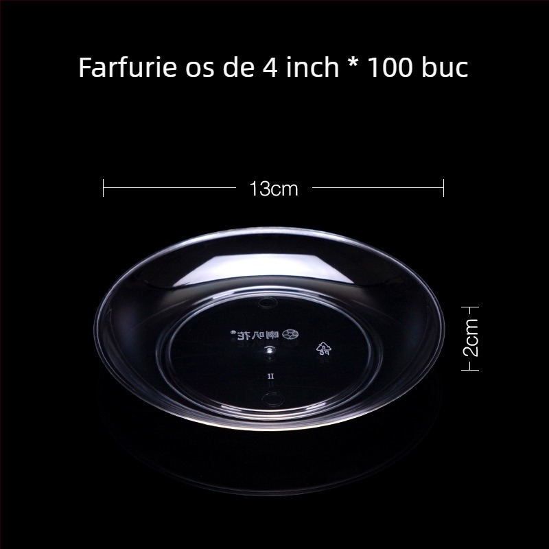 Bol de unică folosință din plastic pentru desert și supă, rotund, capacitate 300–400 ml, transparent, stil modern minimalist