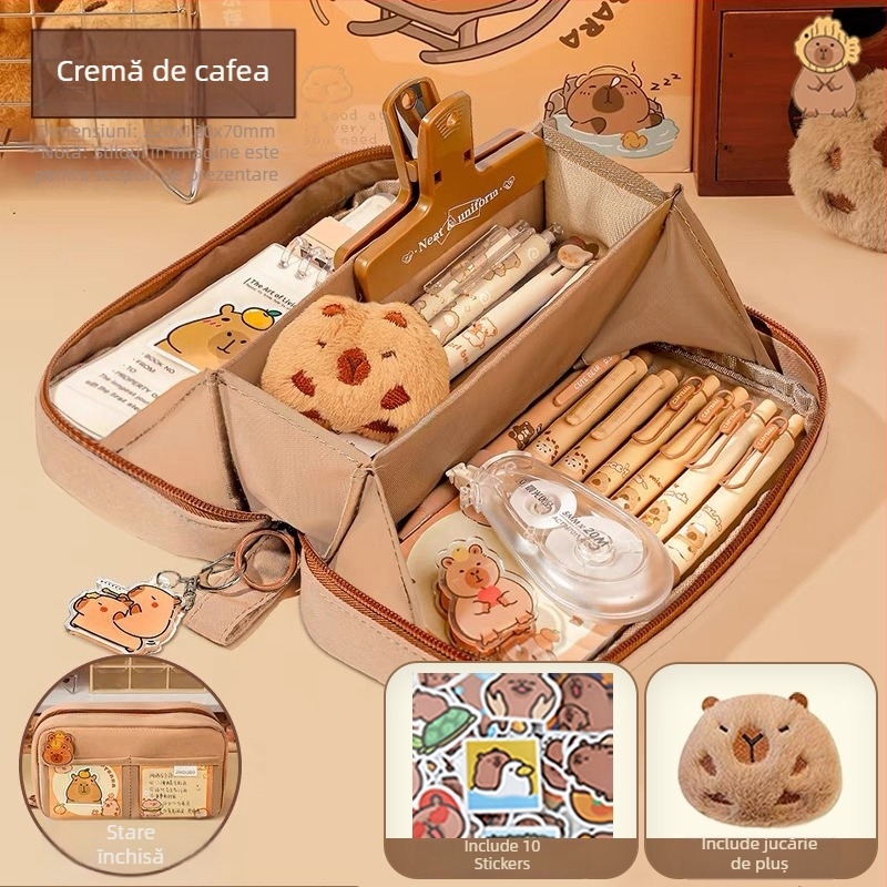Penar de creioane cu cinci straturi, model vulcanic, stil coreean, capacitate mare, design creativ pentru fete.