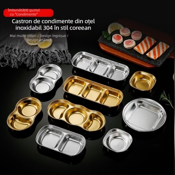 Vas din oțel inoxidabil 304 pentru sosuri de hot pot și dips, design cu două și trei panouri, formă neregulată, finisaj electroplating, personalizare disponibilă