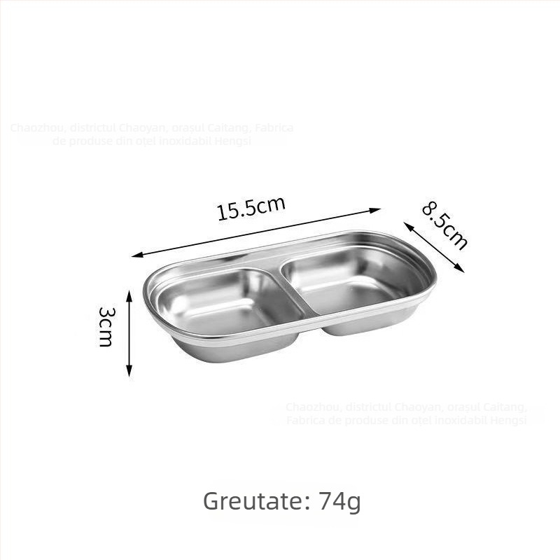 Vas din oțel inoxidabil 304 pentru sosuri de hot pot și dips, design cu două și trei panouri, formă neregulată, finisaj electroplating, personalizare disponibilă
