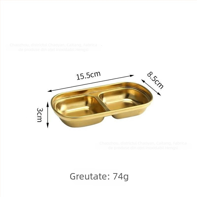 Vas din oțel inoxidabil 304 pentru sosuri de hot pot și dips, design cu două și trei panouri, formă neregulată, finisaj electroplating, personalizare disponibilă