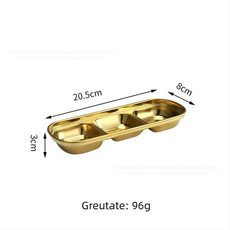 Vas din oțel inoxidabil 304 pentru sosuri de hot pot și dips, design cu două și trei panouri, formă neregulată, finisaj electroplating, personalizare disponibilă