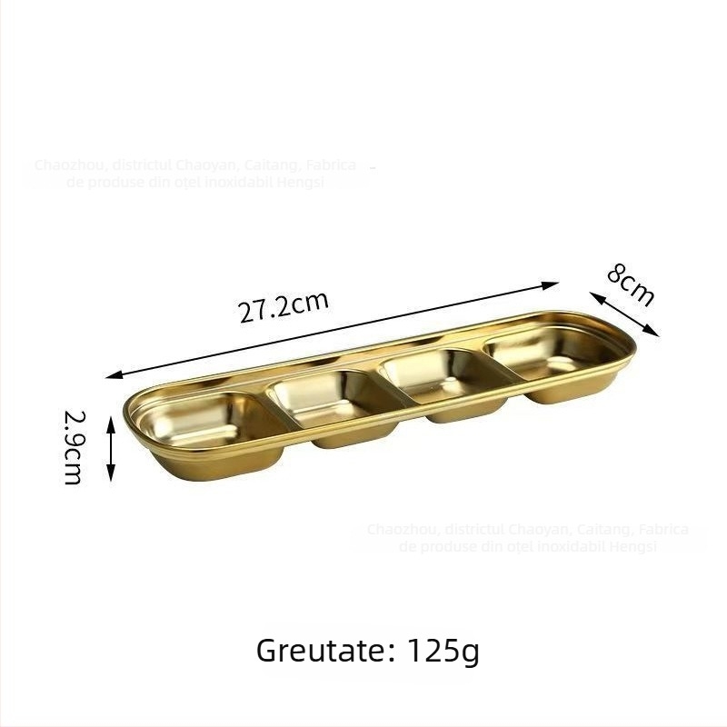 Vas din oțel inoxidabil 304 pentru sosuri de hot pot și dips, design cu două și trei panouri, formă neregulată, finisaj electroplating, personalizare disponibilă